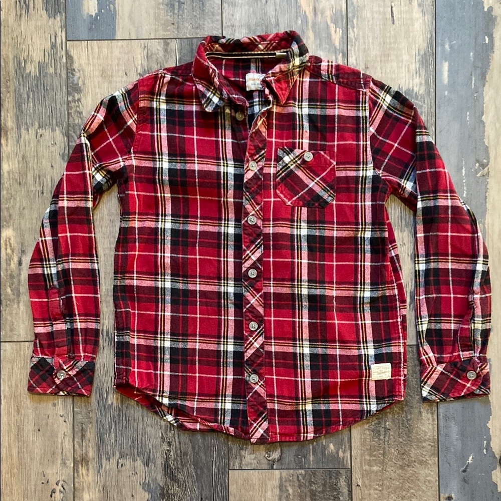 Weatherproof Vintage Girls Flannel Plaid Shirt Top Button Up Red Black Size M